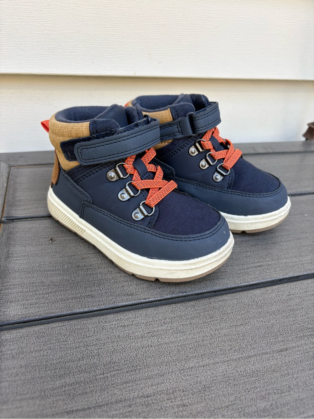 Cat & Jack Navy High-Top Sneakers with Orange Laces